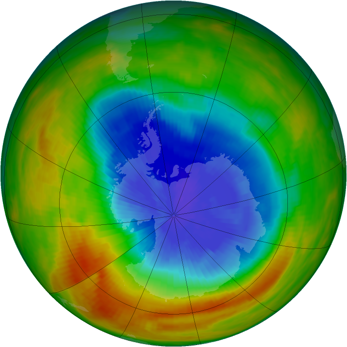 Antarctic ozone map for 11 October 1984